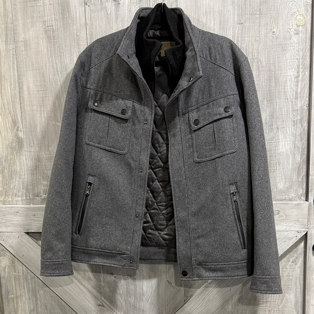 Michael Kors men’s M field bomber jacket layered wool blend F2